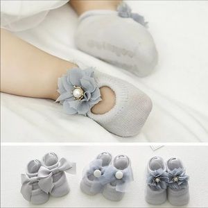 3 Pairs/Lot Lace Bow Flower Baby Socks Anti-Slip